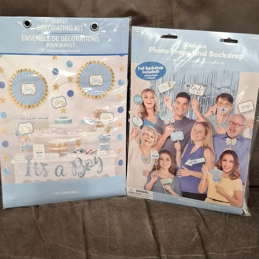 Baby Boy Baby Shower Backdrop & Decorating Kit Decorations
